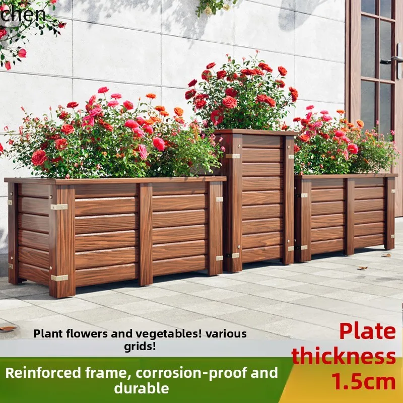 

QZT Anti-Corrosion Wood Flower Box Outdoor Courtyard Planting Box Large Flower Pot Special Balcony Vegetable Planter