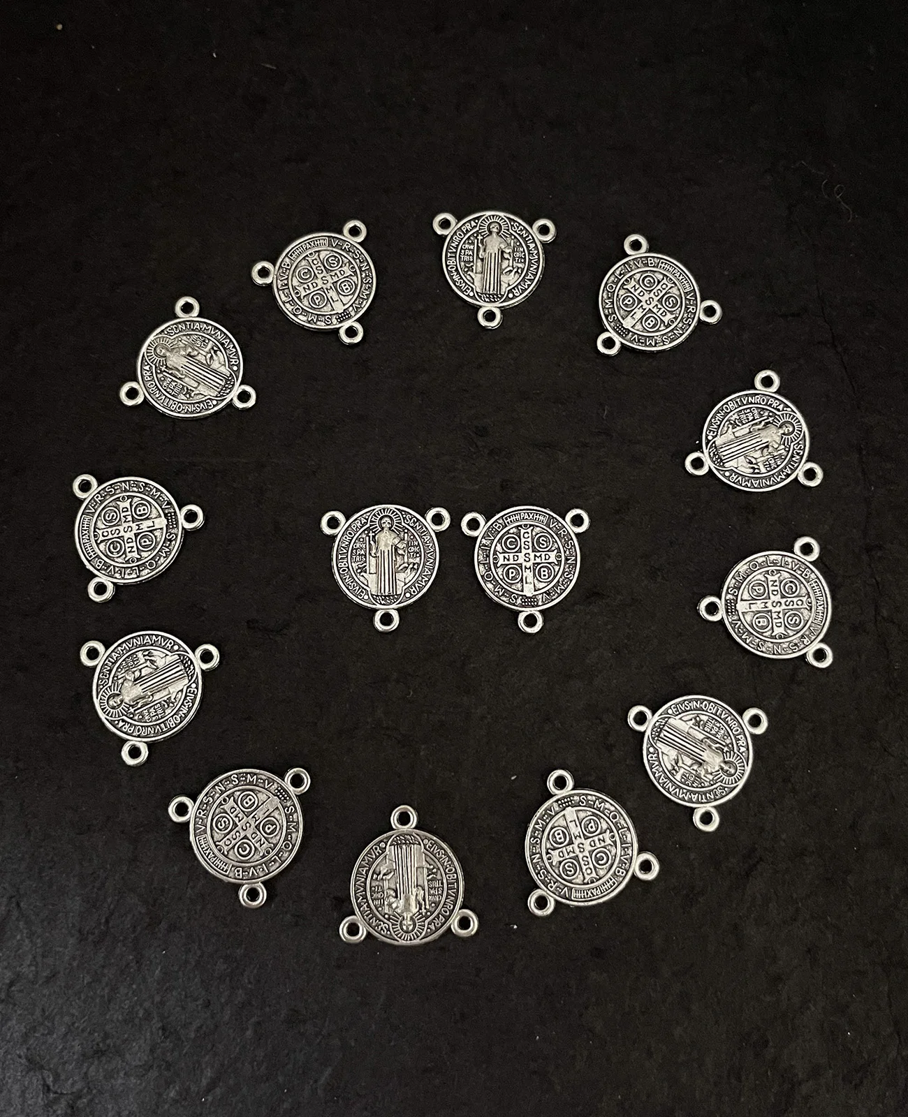 10Pcs Exorcism St. Benedict Centerpiece Metal Christian Saint Benedict Rosary Center Connector CSPB Medal DIY Accessories