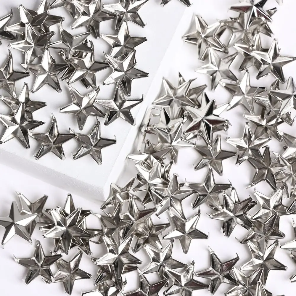 

15mm DIY Clothing Accessories Rock Punk Silver Star Rivets Studs Spikes Leather Craft Spots Nailhead