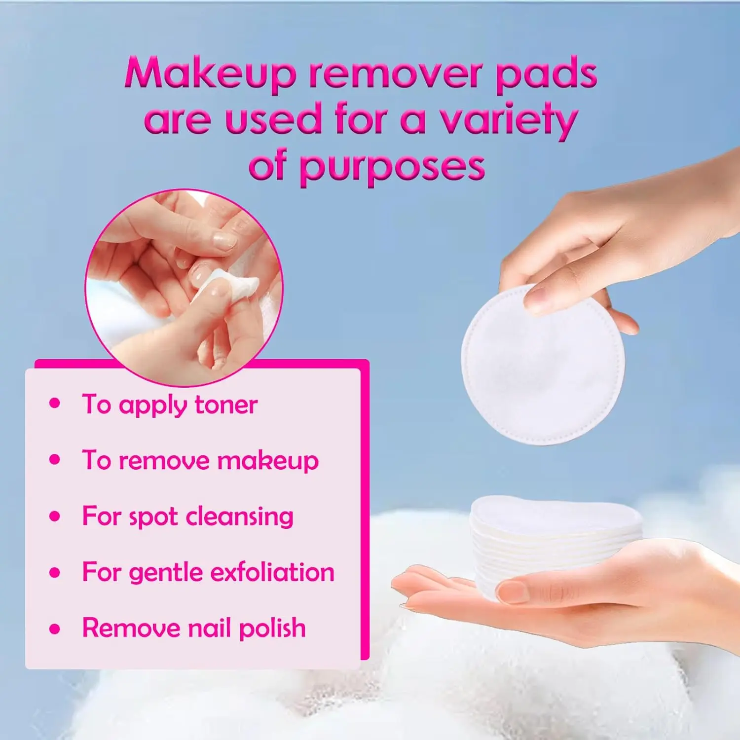 แผ่นสำลี 300 ชิ้น – 100 ชิ้น (แพ็ค 3) - นุ่ม ซึมซับดี แผ่นเช็ดเครื่องสำอาง บำรุงผิว และทำความสะอาดผิวหน้า