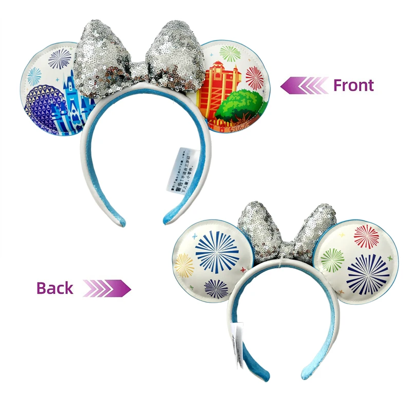 Новая повязка на голову с бантом и Микки Маусом Диснея, головной убор с замком для девочек и женщин, аксессуары для волос для косплея с ушками фокуса-покусом