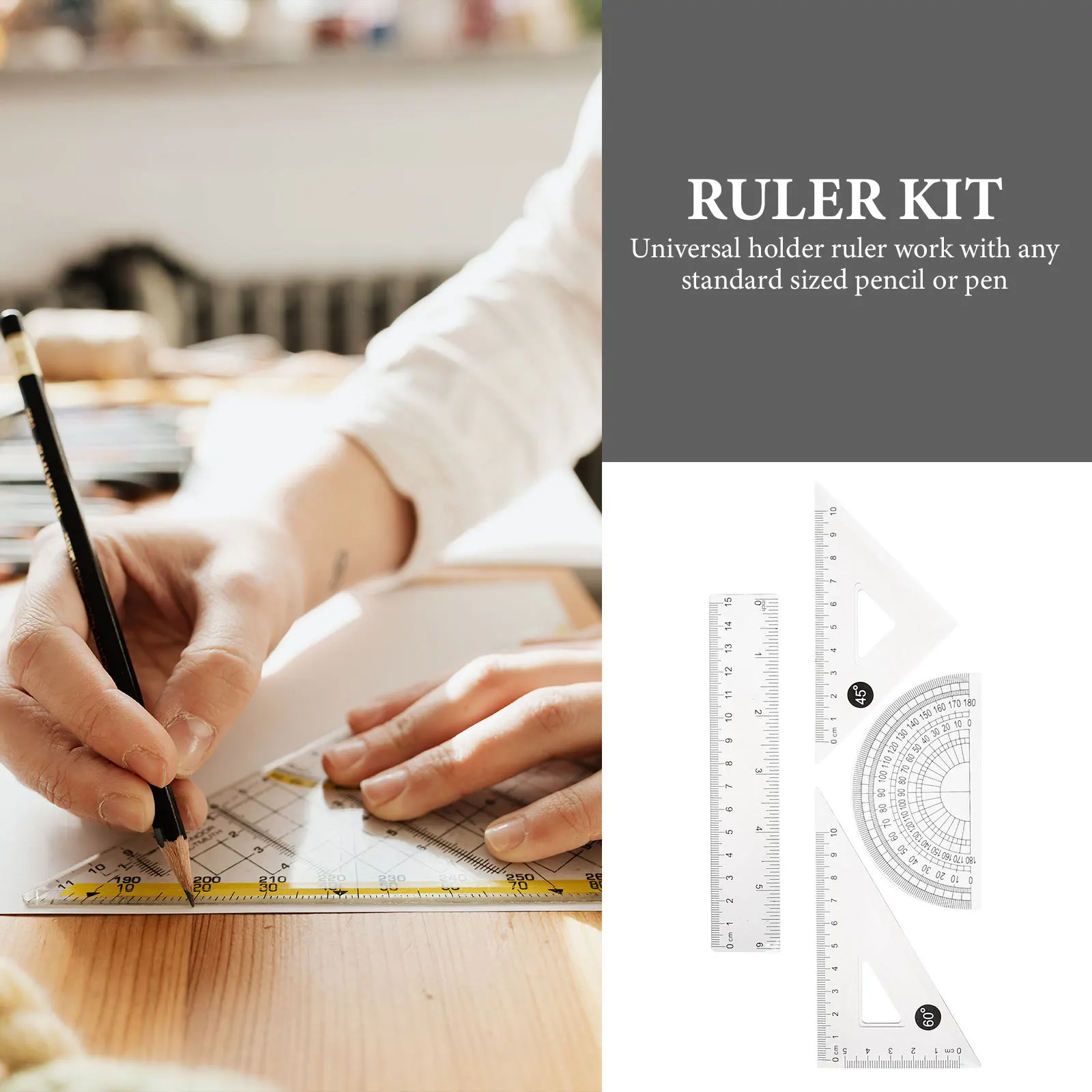 

Drawing Tool Kit 4 Sets Plastic Ruler Protractor Triangle Math Geometry Set For Students Architects Engineers School Office