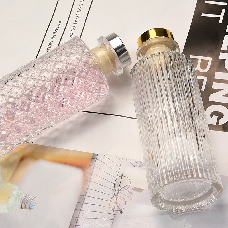 150ml Diamond Glass Aroma Diffuser Bottle Empty Fragrance Bottle Refillable Essential Oil Container Relieve Stress Home Decor