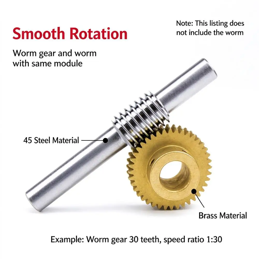 1pcs Brass Worm Gear 1 Module 15Teeth 20Teeth 25Teeth 30Teeth 35Teeth Bore 5/6/8/10/12mm Transmission Ratio Turbine Gear
