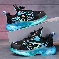 Children's Running Shoes Rotating Buckle Lightweight Outdoor Sports Walking Shoes Breathable Non-Slip Casual Sneakers for Kids