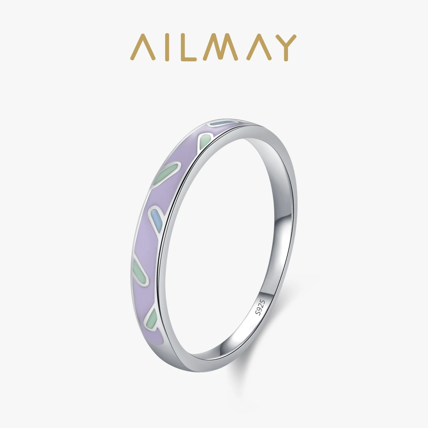 

Ailmay стерлингового серебра 925 пробы фиолетовое эмалированное кольцо на палец для женщин и девочек подарок на день рождения вечерние украшения