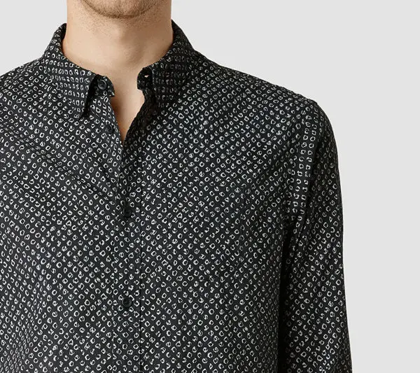 

Geometric Punching Pattern Faionable Long Sve irt Comfortable Fabric Slim Fit M irt for All Seasons