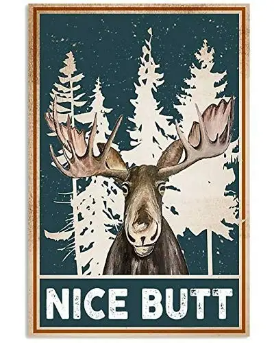 Nice Butt Bathroom Decor Sign Moose Funny Bathroom Tin Sign Bar Pub Man Cave Home Wall Decor