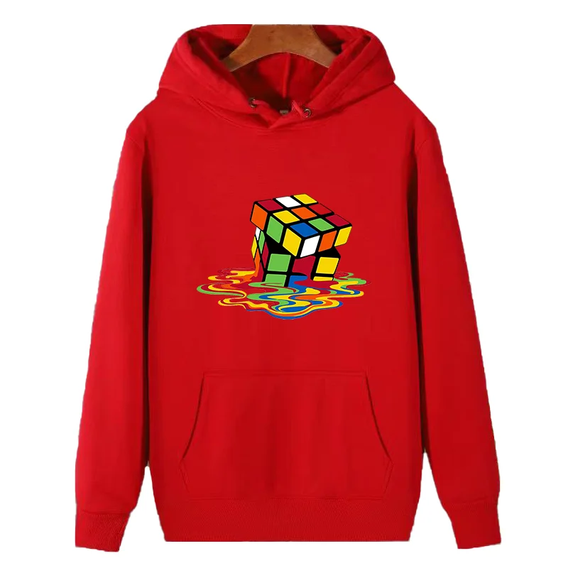 Melting Rubik`s Cube Game Classic graphic Hooded sweatshirts cotton thick sweater hoodie winter fleece hoodie Men\'s sportswear