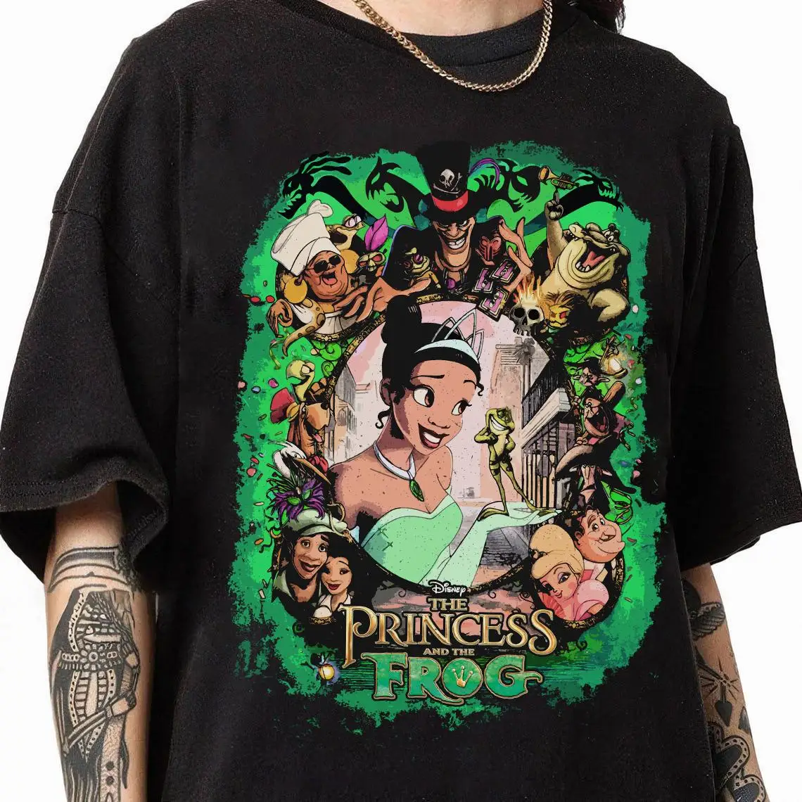 

Disney Princess and Frog Character Photo T-shirt, Disney Princess Tiana T-shirt, Disney Park Family Parent-child Outfits