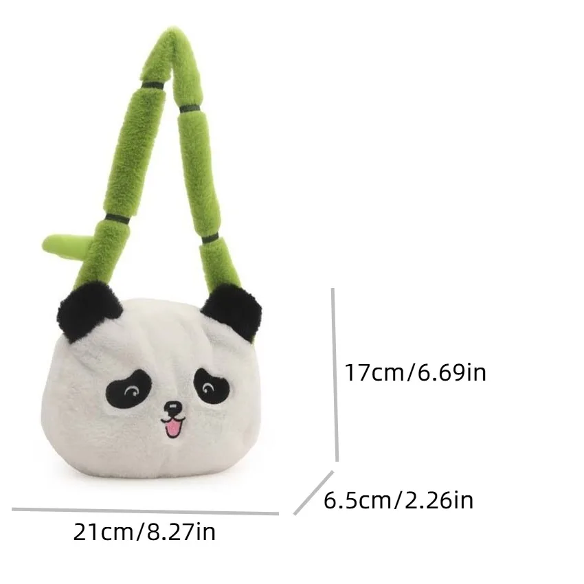 Mode Cartoon Pluche Panda Tas Schattige Groene Band Dier Schoudertas Speelgoed Grote Capaciteit Zachte Pop Handtas Werk