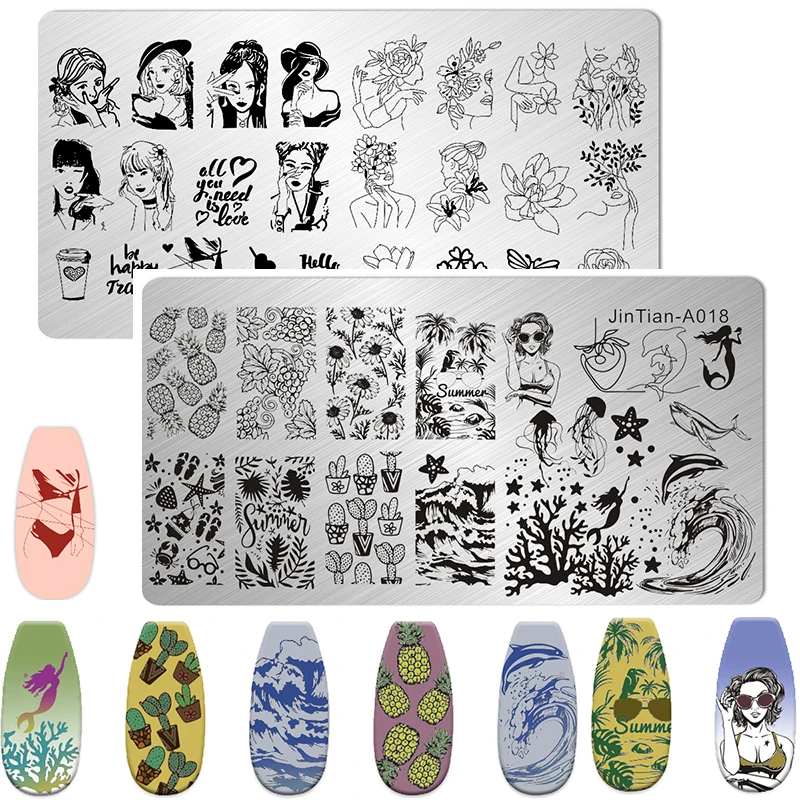 Summer Friute Nail Stamping Plates Line Sheep Pattern Cute sexy Girl Design Stamping Template Nail Art Image Plate Manicure Tool