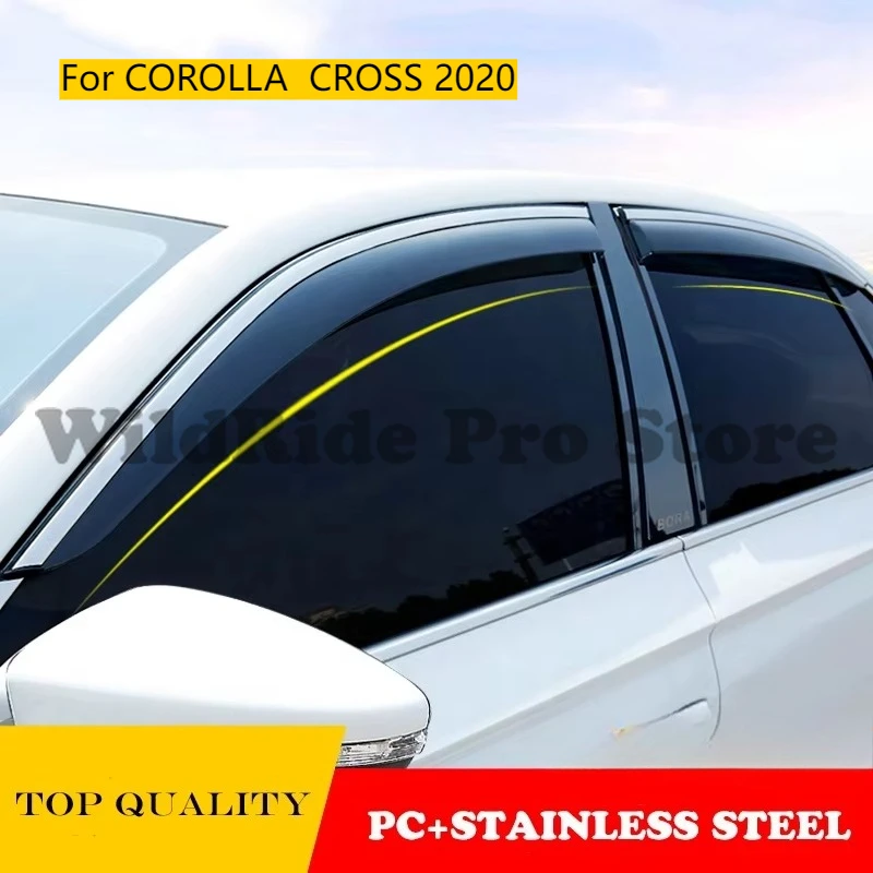 

Car Accessories for COROLLA CROSS 2020 Injection Window Visor Deflectors Vent Visor, High Quality with Stainless Steel