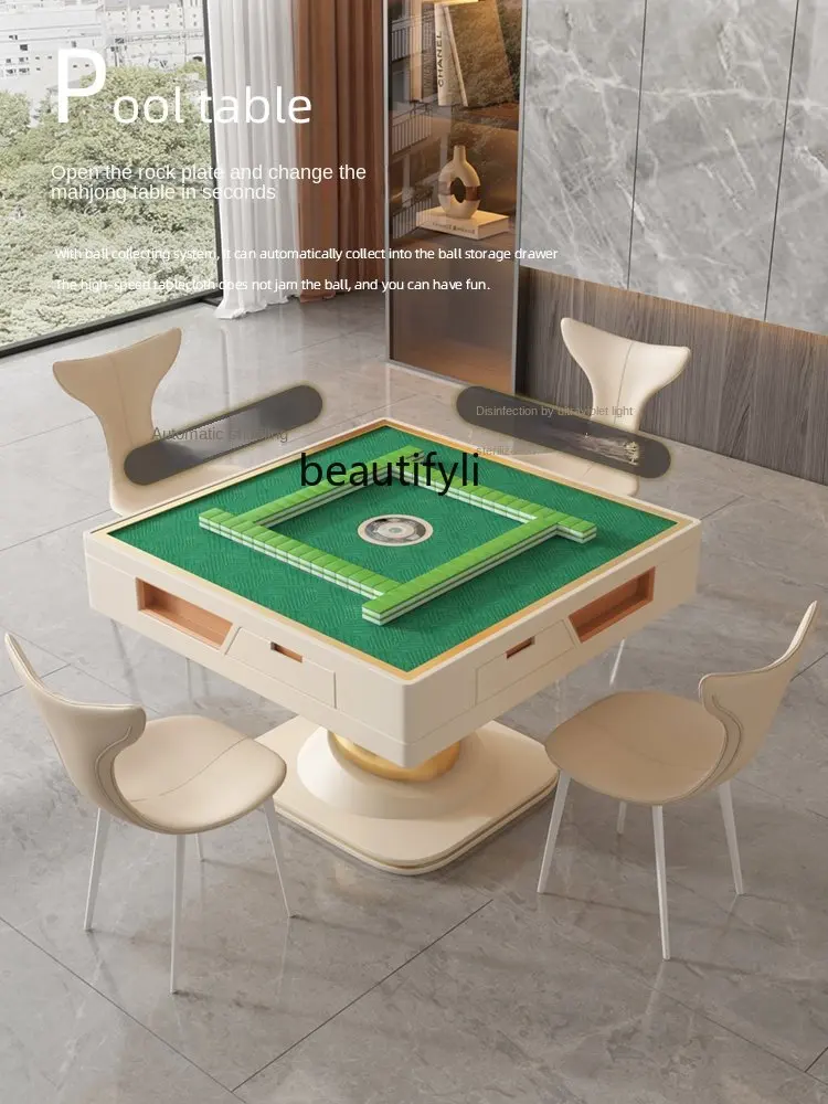 zqHousehold Stone Plate Lifting Mahjong Table Multi-Functional Automatic Mahjong Machine Coffee Table Three-Purpose Integrated