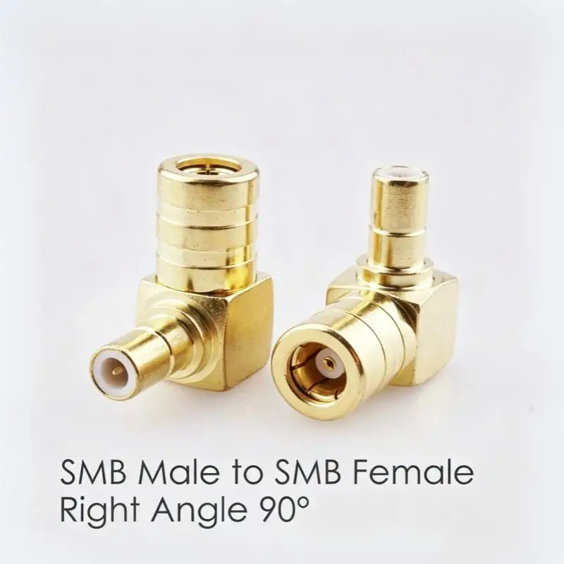 [MA]1Pcs Gold Copper 50ohm RF Connector SMB Female 90 Degree Right Angle Type L Solder For Semi-Rigid RG405 RG086 0.086