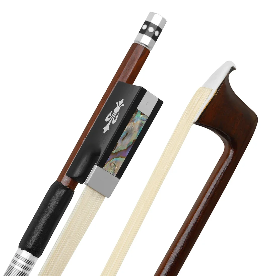 Astonvilla 4/4 Violin Bow and Case Sandalwood Pure Sandalwood Carved Shells Professional Practice Playing Violin Bow Accessories