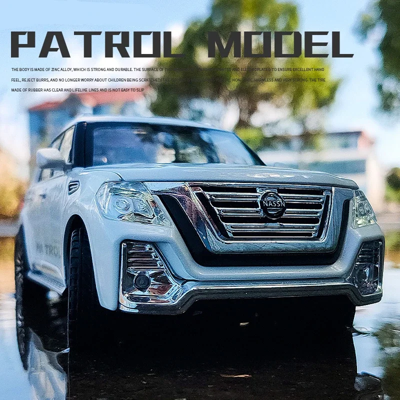 1:24 Nissan Patrol Alloy Car Model Simulation Diecasts Metal Toy Off-road Vehicles Car Model Sound and Light Childrens Toys Gift