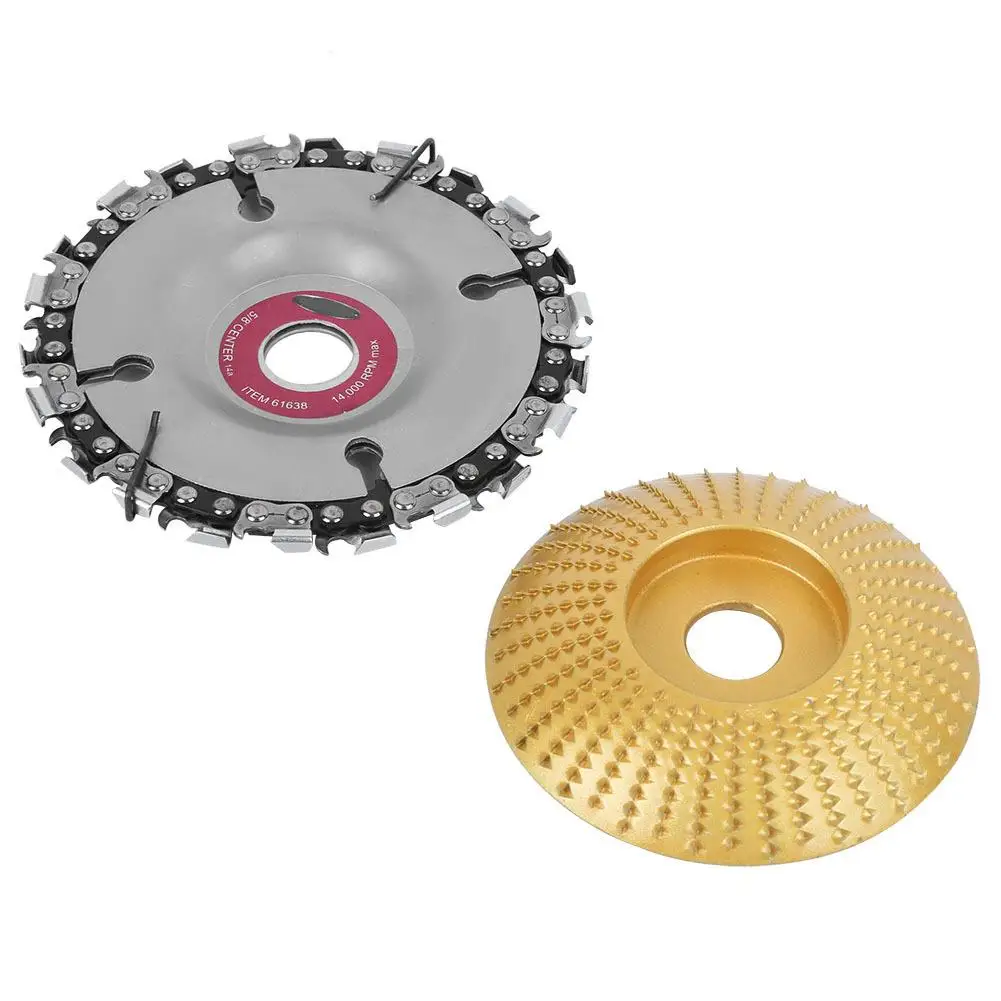 Conjunto de disco de moagem dourado de disco de motosserra de 4 polegadas para escultura em madeira ferramenta de corte de moedor de ângulo