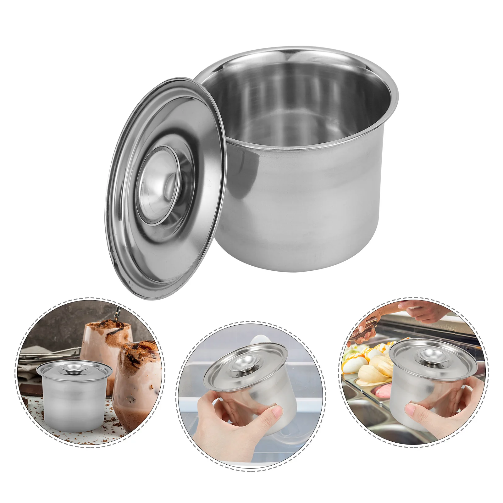 

Stainless Steel Ice Cream Container with Lid Refrigerator Freezer Storage Box Preservation Box for Homemade Ice Cream