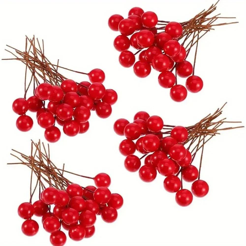 

50Pcs Christmas Decorations Artificial Berry Simulation Foam Fruit Cherry Christmas Supplies Gifts Accessories New Year Ornament