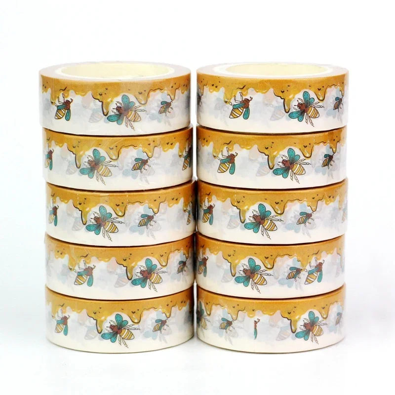 

Bulk NEW 10PCS./Lot Decor Bee honey honeycomb hive background Washi Tapes for Scrapbooking Planner Masking Tape Cute Stationery