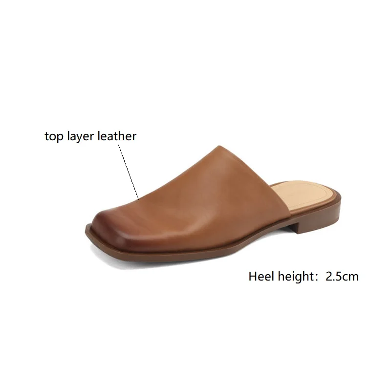 2023 Summer Women Shoes Mules Shoes for Women Square Toe Slippers Women Chunky Heel Cover Toe Slippers Shoes Zapatos De Mujer