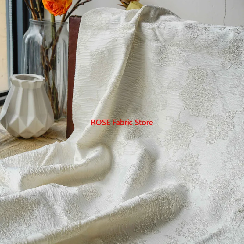 Tela Jacquard teñida en relieve de 1 metro, cortina Micro elástica, vestido Cheongsam liso para mujer, tela para hacer bricolaje