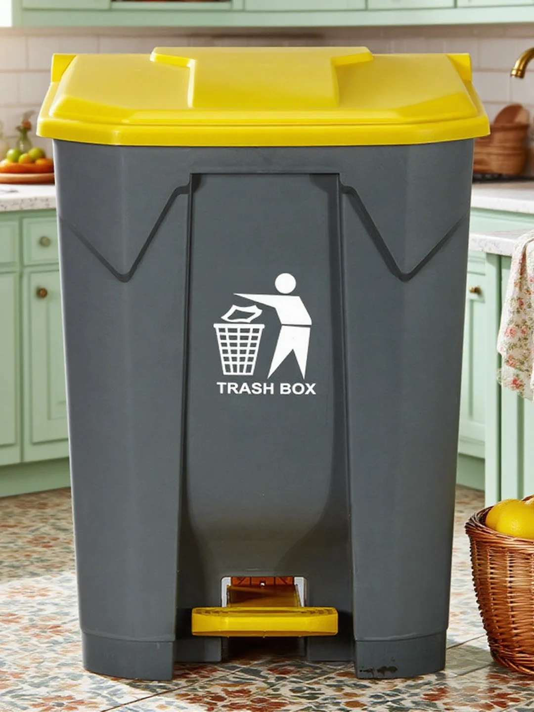 

Outdoor Foot Pedal Tra Can Large Capaci Covered Commercial Kitchen Restaurant Household Garden Waste Bin Dusin Garbage Can