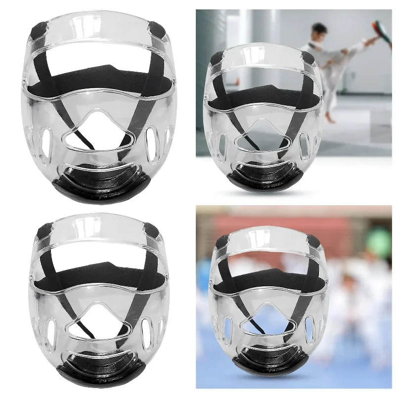 Transparent Taekwondo Face Boxing Headgear Head Protector Detachable Sanda Mask for Taekwondo Boxing Training Compitition