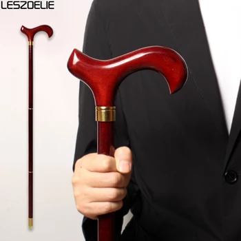 Bâton de marche avec manche en bois rouge de 97cm, 3 pièces,...