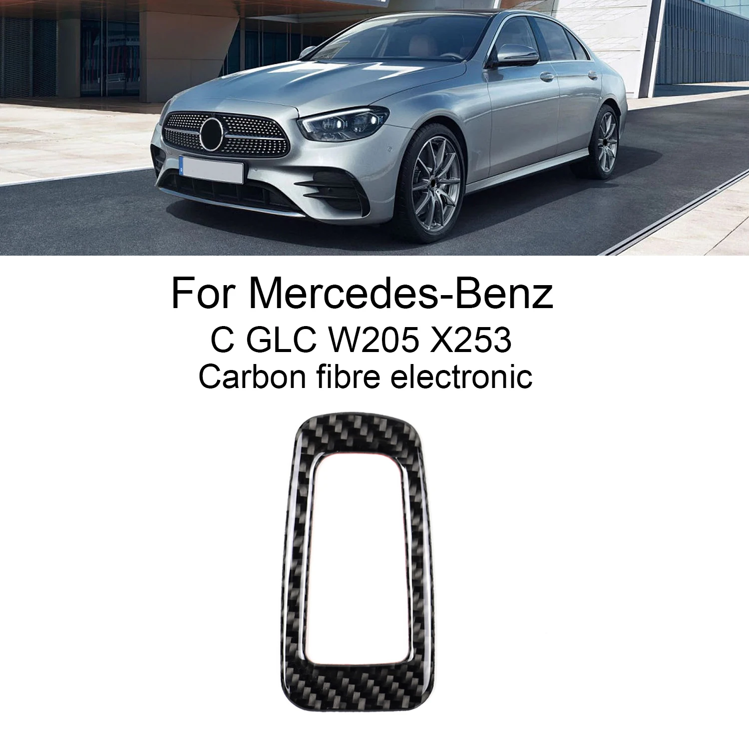 For Mercedes Benz C GLC Class W205 X253 Carbon Fiber Electronic Handbrake P Button Trim Frame Sticker Car Interior Accessories