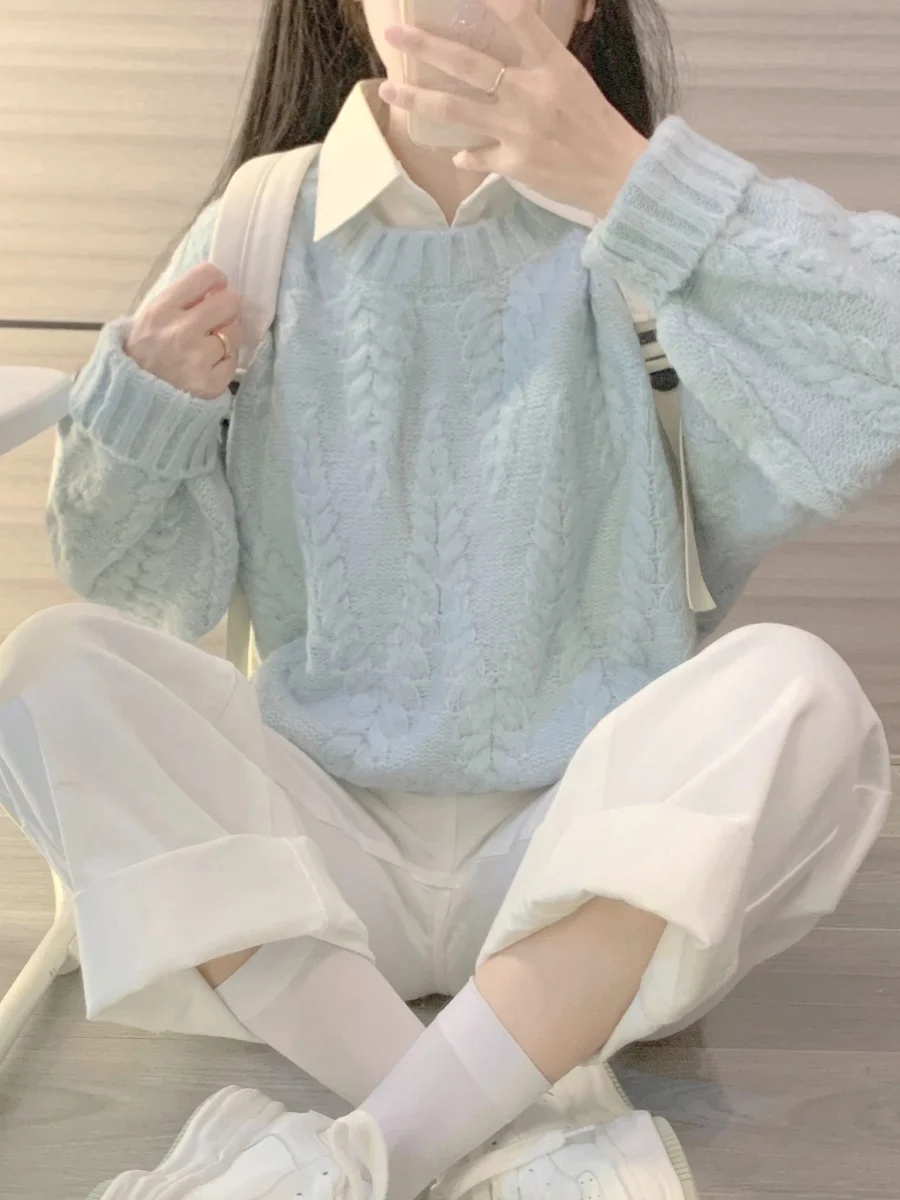 

Свитера, джемперы, пуловеры для женщин, свободные, украшенные, многослойные, BF Y2K, для работы, для профессионалов, для деловых встреч, для поездок на работу, осень