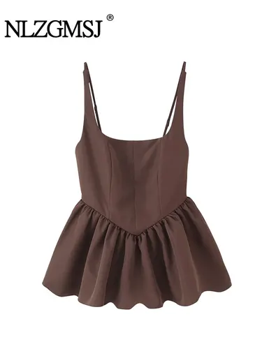 Nlzgmsj 2025, Top informal de verano para mujer, Tops cortos para mujer, Tops con tirantes de estilo femenino, Top corto sin mangas, ropa de calle