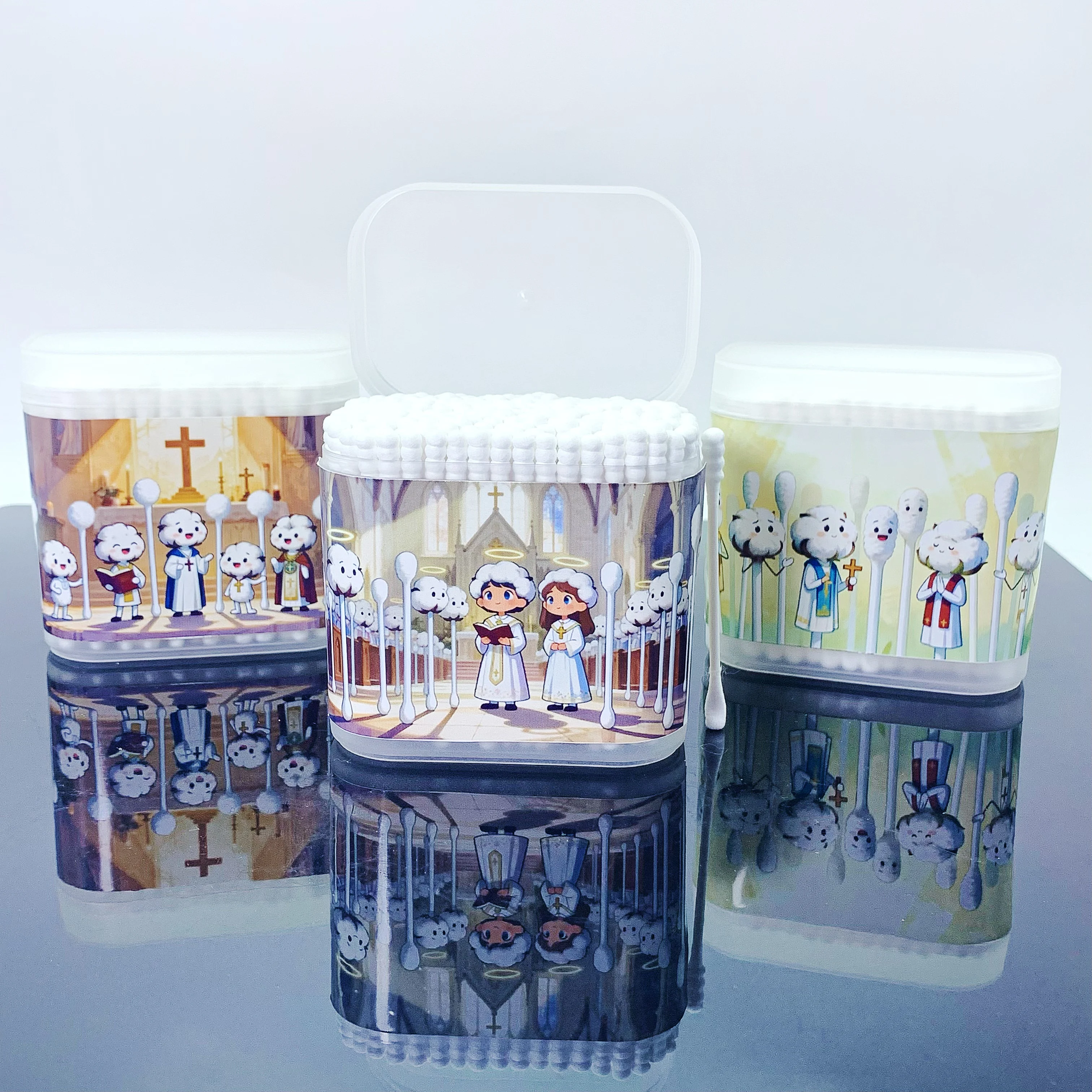 200개 예수 요소 이중 헤드 스크류 스푼 성인용 면봉 신앙 모양 면봉 스틱