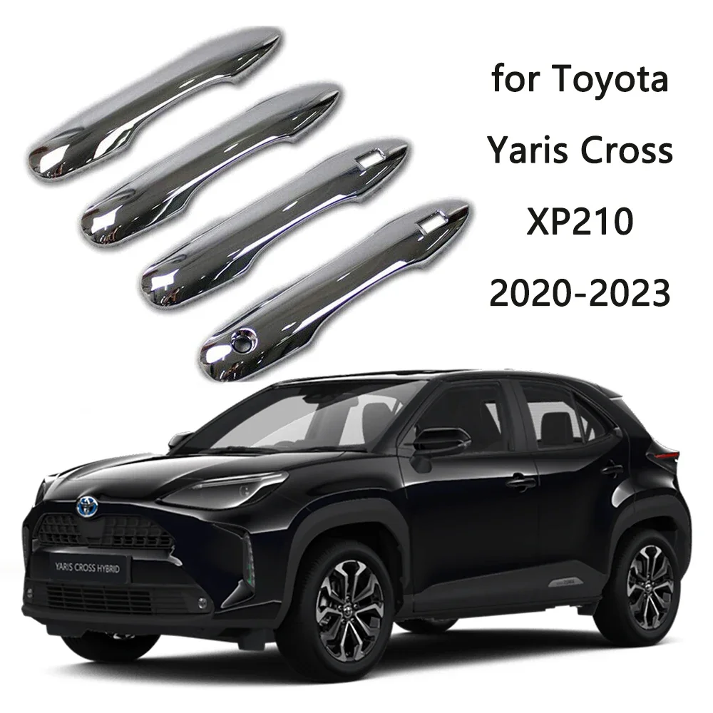 

4x for Toyota Yaris Cross Hybrid 2022 2023 XP210 Stickers 2021 2020 Chrome Car Door Handle Cover Trim Styling White Accessories