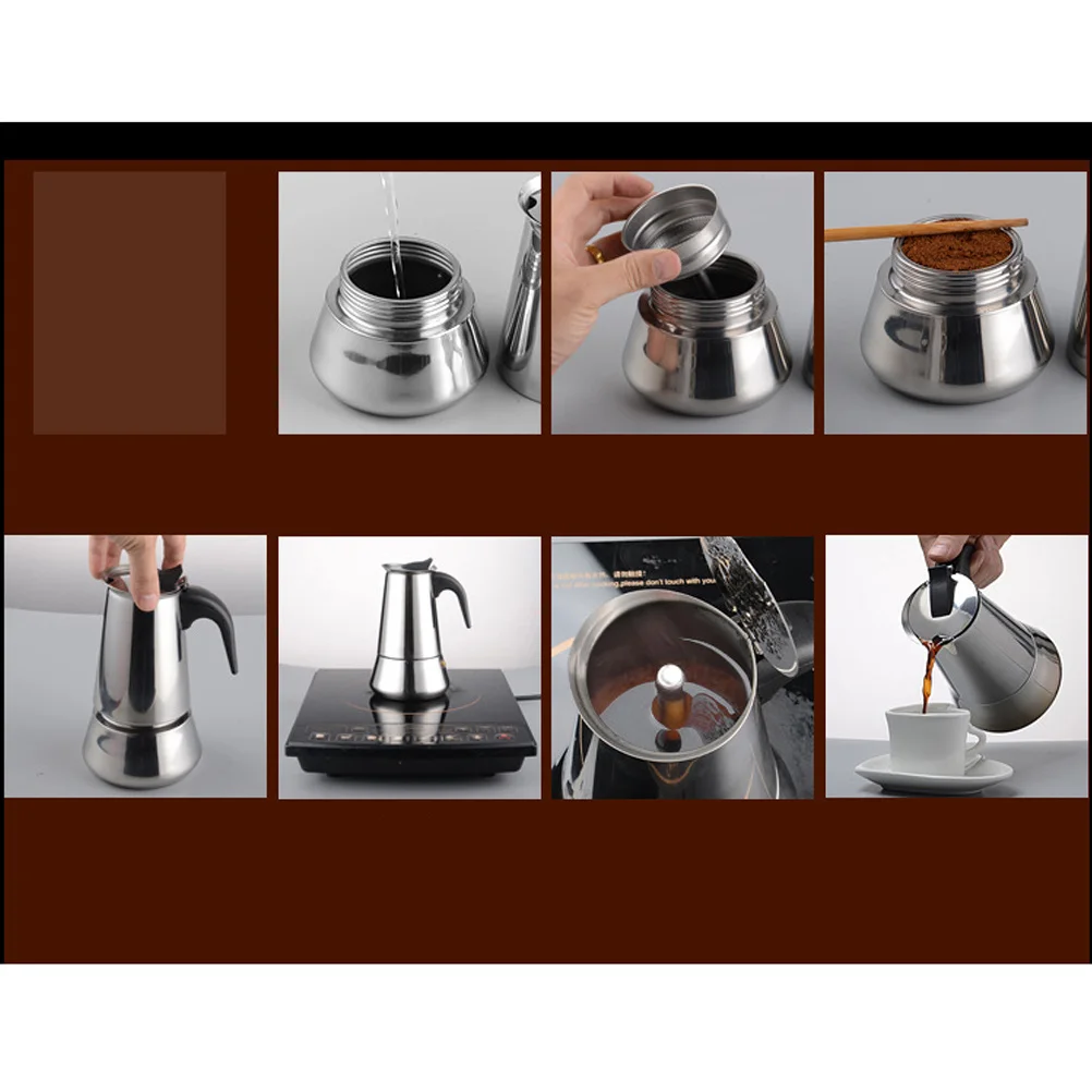 

Stainless Steel Coffee Pot 450ml Silver Simple Design Home Cafe Use Easy Carry Practical Gift Coffee Pot