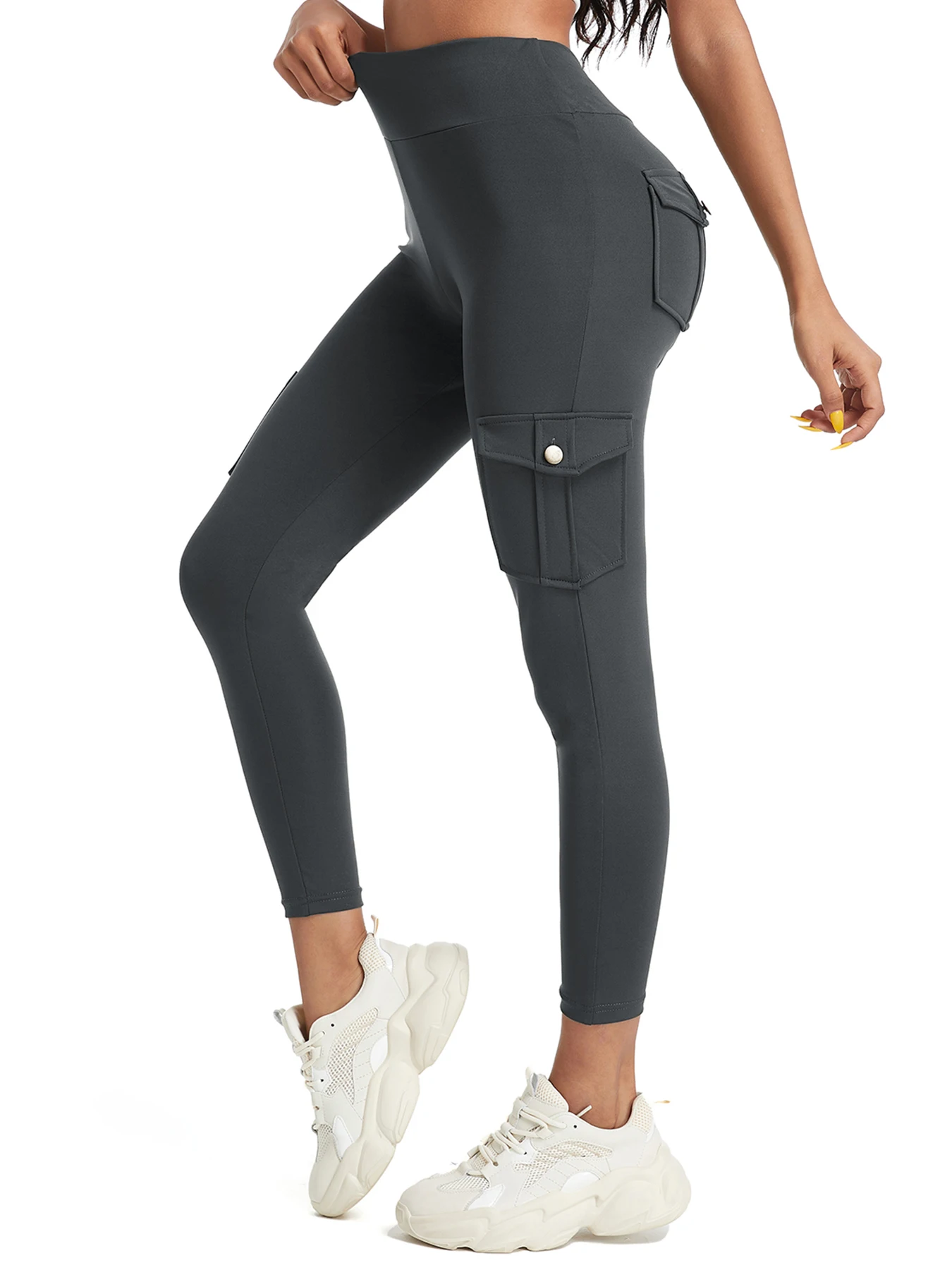 Multi Pocket Cargo Leggings For Women High Waist Butt Lifting Leggings Stretch Slim Workout Yoga Fitness Running Pants
