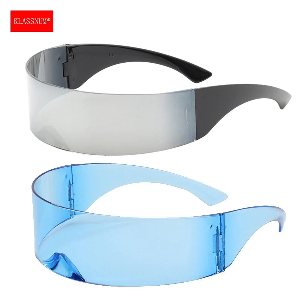KLASSNUM Cyberpunk Glasses Man Punk Sunglasses Vintage Y2K Futuristic Wrap Around Costume Women Colorful Sunglasses Eye Mask