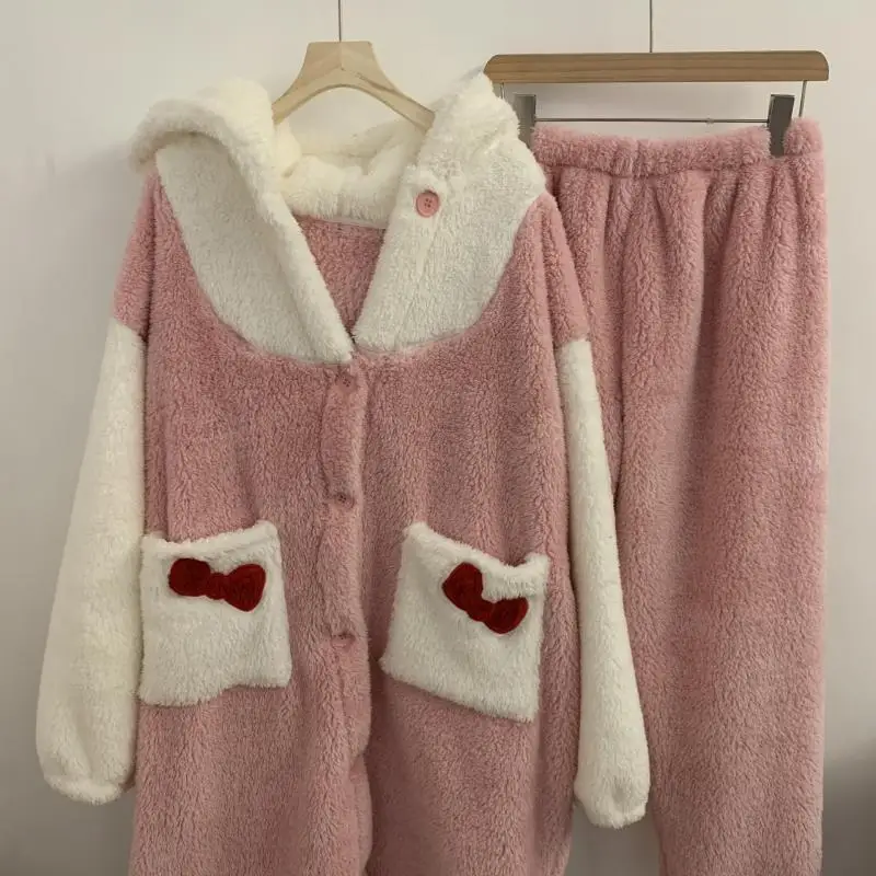 Mininstants-Robe à capuche épaissie pour étudiants, pyjama chaud, vêtements de loisirs, mode comique Hello Kitty, sortie, kawaii