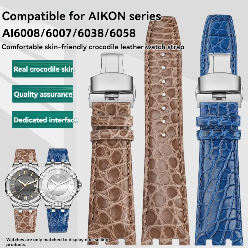 

Для MAURICE LACROIX AIKON ремешок для часов серии AI6008 AI6007 AI6038 AI6058 ремешок для часов из крокодиловой кожи браслет ремешок