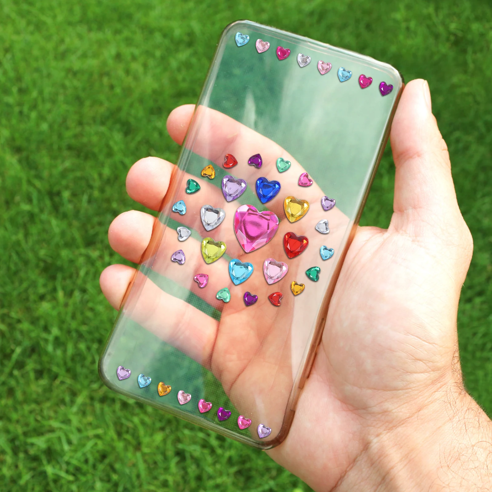 

12Pcs Heart Rhinestone Stickers Sparkling Gemstone Crystals Waterproof Acrylic DIY Craft Supplies for Personalization