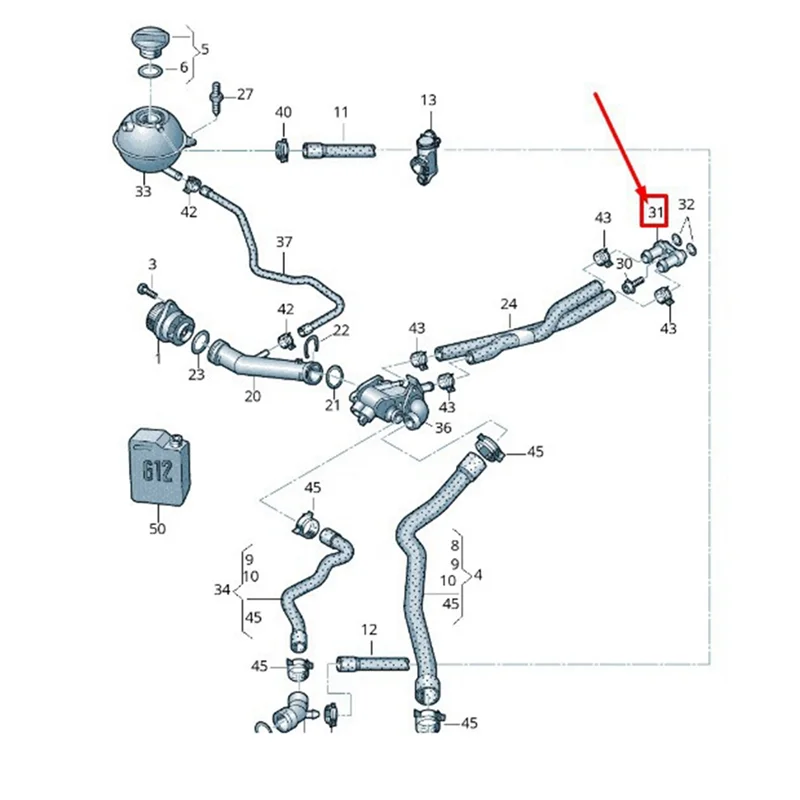 Strange Car Coolant Pipe 6Q0-121-065N For VW Polo 2006-2023 A1 2010-2018 Radiator Internal Adapter 6Q0121065N