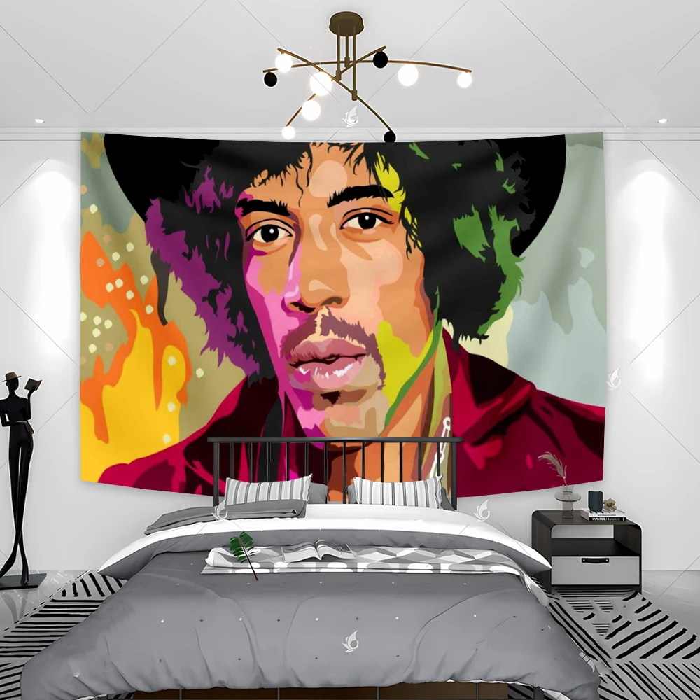 Jimis Hendrixs Retro Tapestry Poster Famous Singer Print Rock Music Legends Vintage Photograph Wall Art Painting