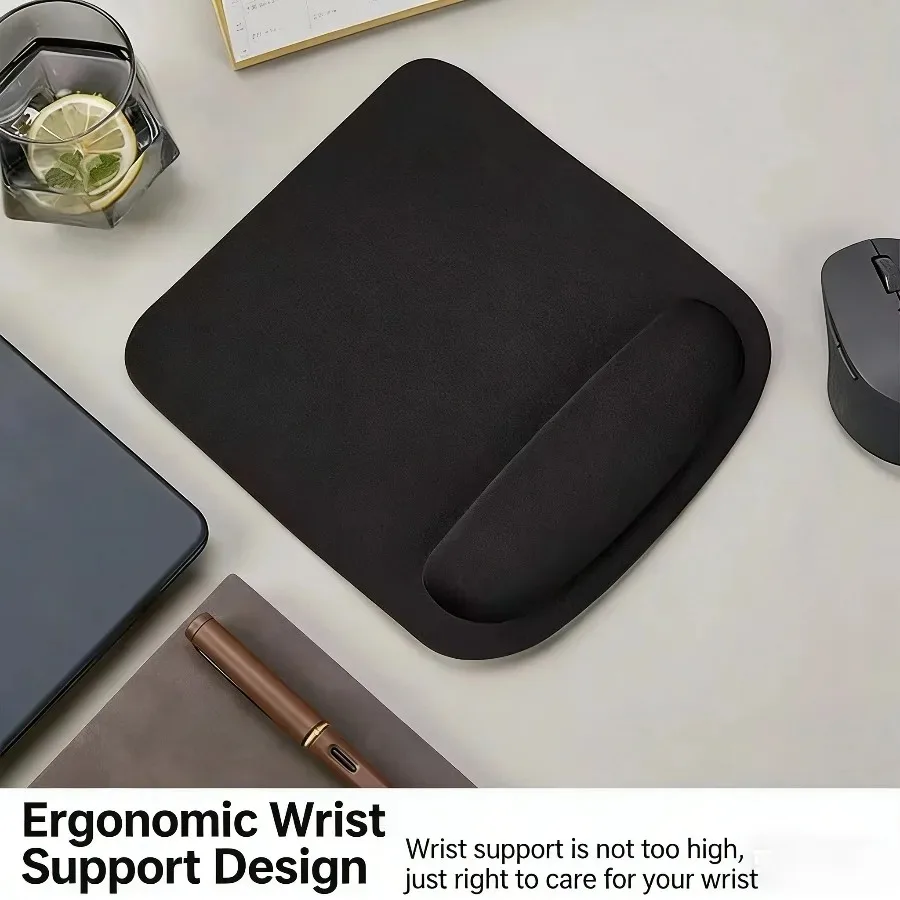 

Эргономичный игровой коврик для мыши с подставкой для запястья, нескользящим основанием и мягкой опорой для работы и игр (черный)