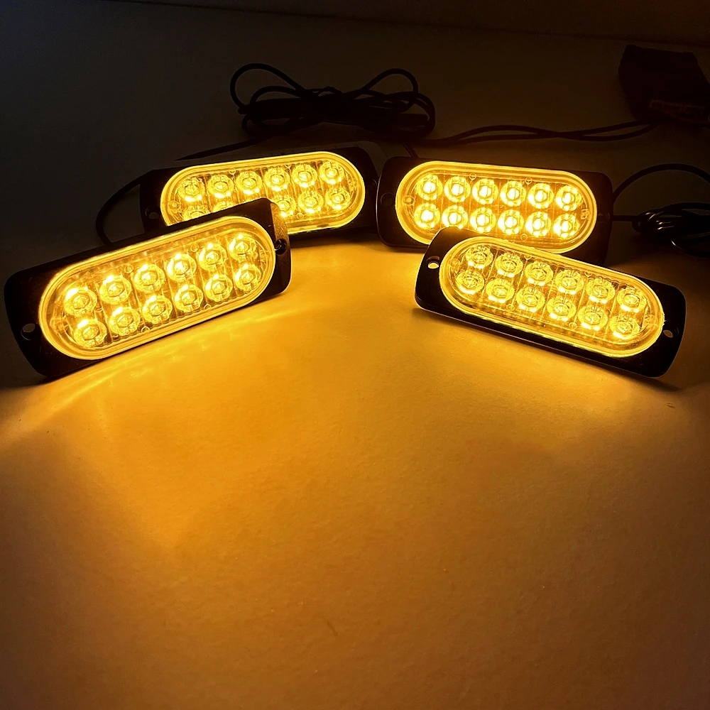Luz estroboscópica de advertencia LED 4 en 1, ámbar, rojo, azul, 12V, 24V, rejilla delantera para camión y coche, lámparas de señal de Flash de emergencia, estroboscopio automático