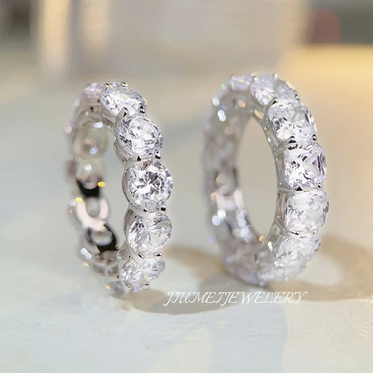 2023 New S925 Sterling Silver Ring Women's Full Diamond High Carbon Diamonds Set Ring Diamond Ring Radiance Ring