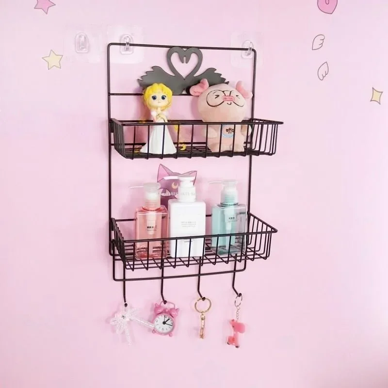 Three Layers of Pink Wall Can Be Hung Storage Rack DIY Home Decoration Accessories  Bedroom Toy Plush Doll Storage Display Rack