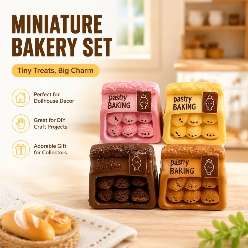 Mini Bread Pouch with Cute Facial Pattern Micro Scene Ornament for Dollhouse Landscape Layout Handcraft DIY Jewelry Making