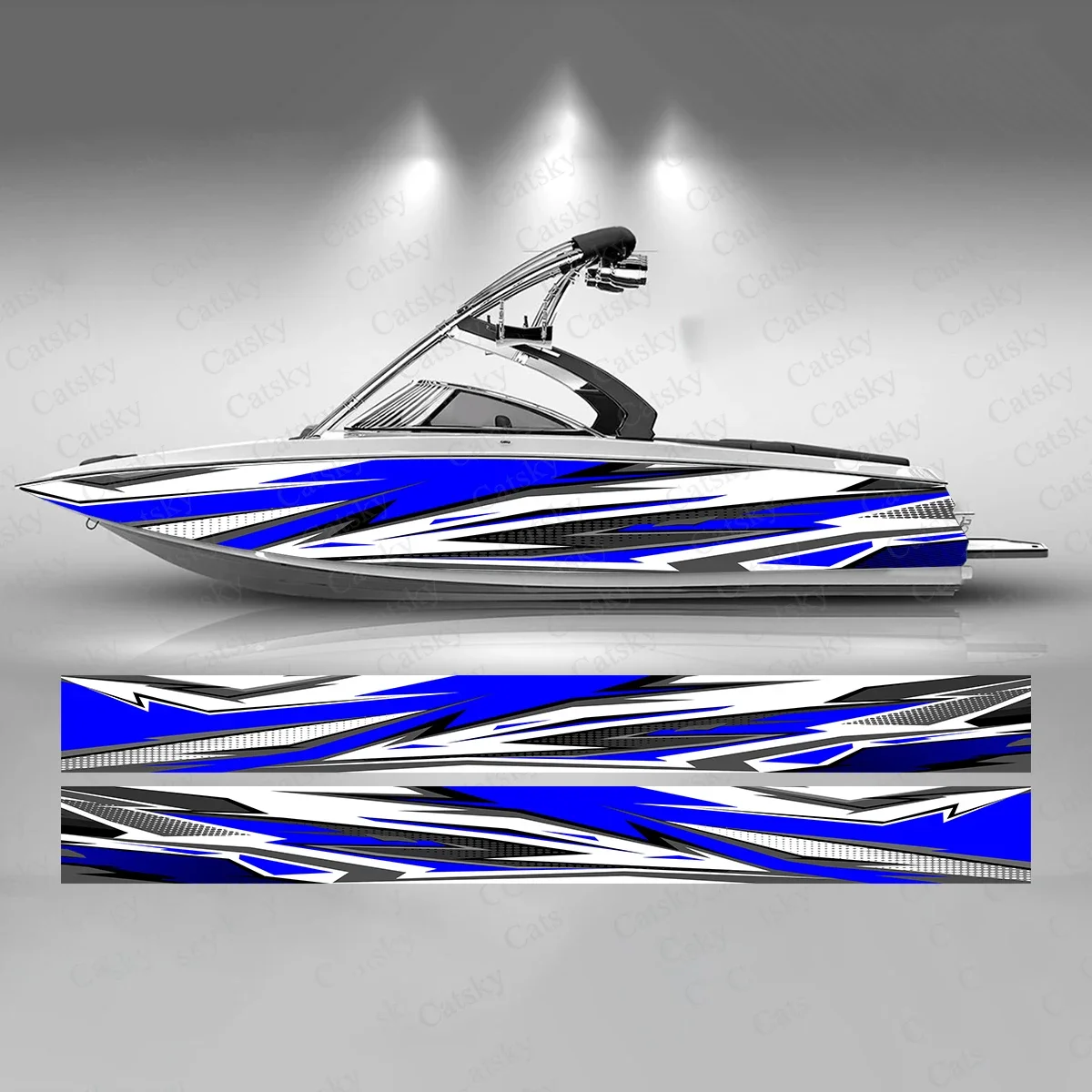 Abstract Green Lightning Boat Sticker Fashion Custom Fish Boat-Sticker Vinyl Waterproof Boat Wrap Graphic Boat Wrap Decal