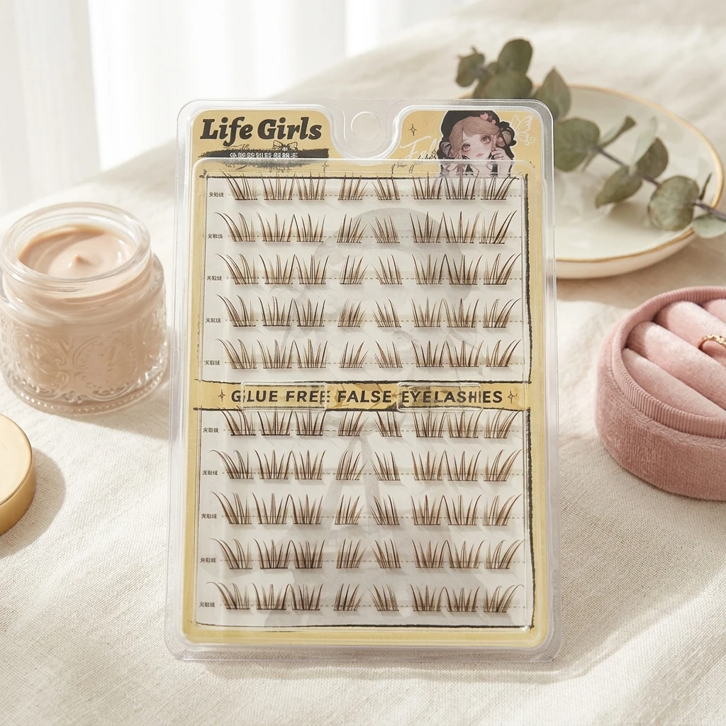 Brown Autumn Self Adhesive False Eyelashes Natural Style For Asian Eyes